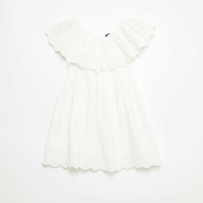 Vestido de propolina con detalles de bordado inglés BLANCO