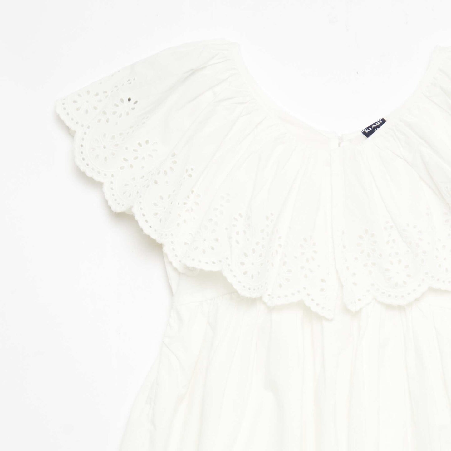 Vestido de propolina con detalles de bordado inglés BLANCO