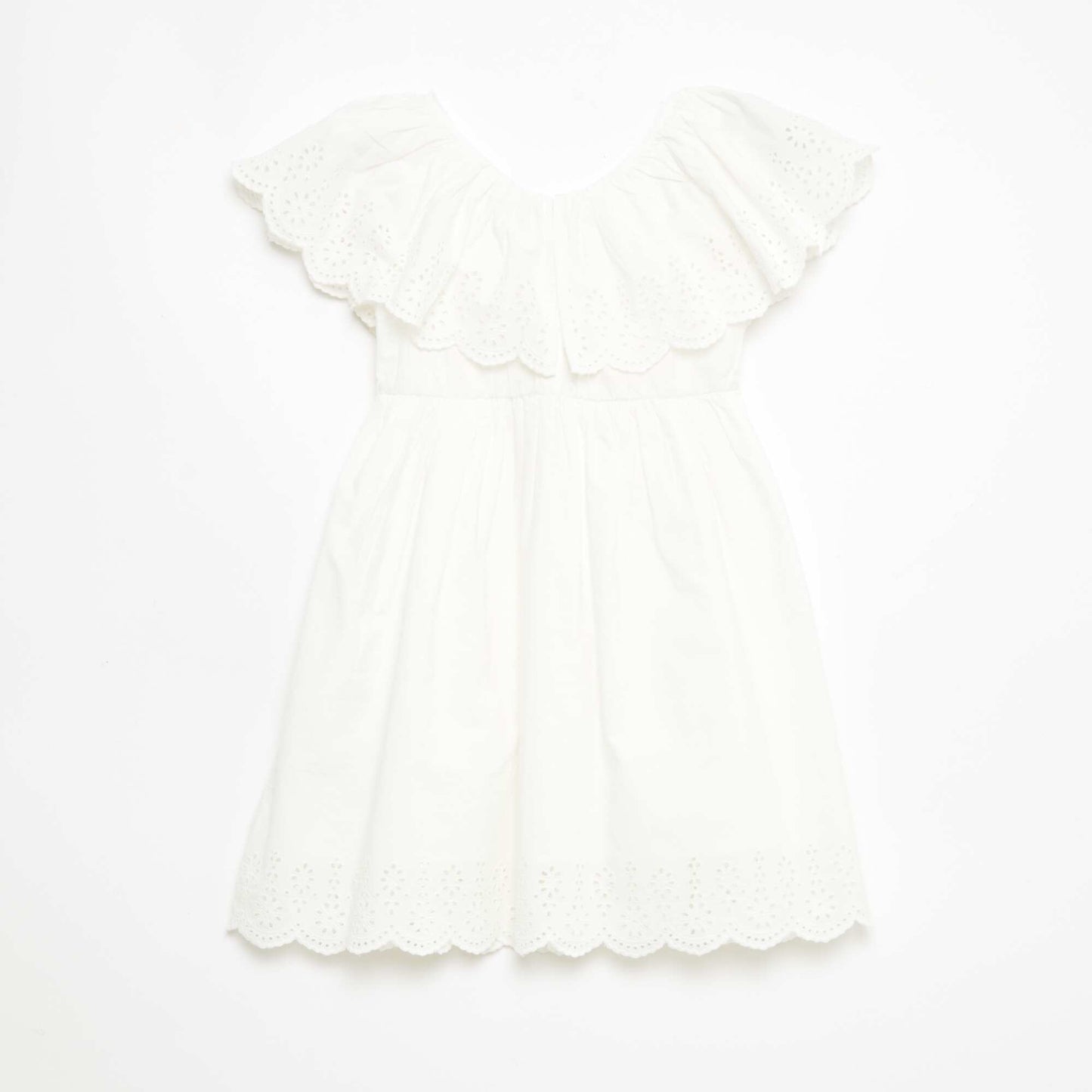 Vestido de propolina con detalles de bordado inglés BLANCO