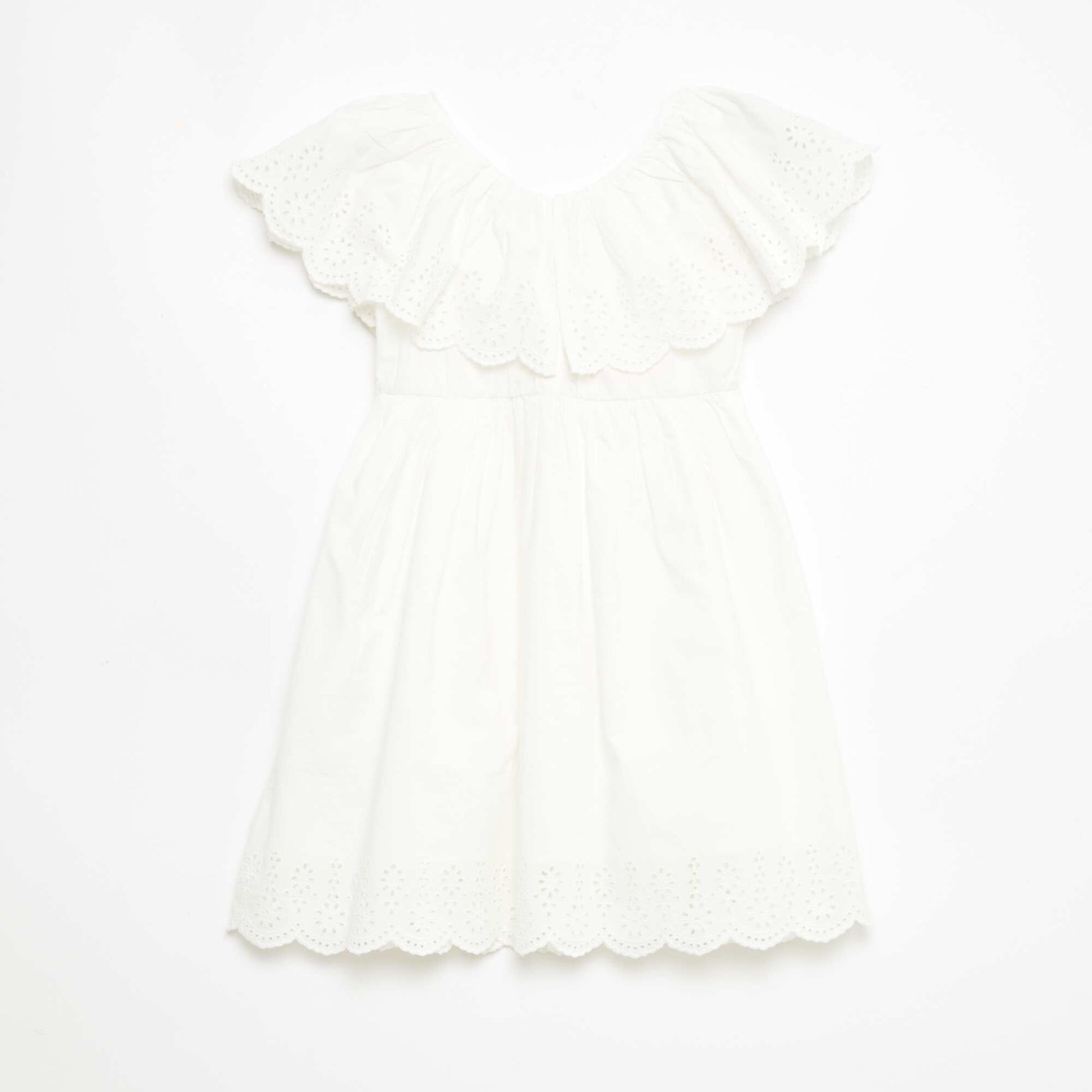 Vestido de propolina con detalles de bordado inglés BLANCO