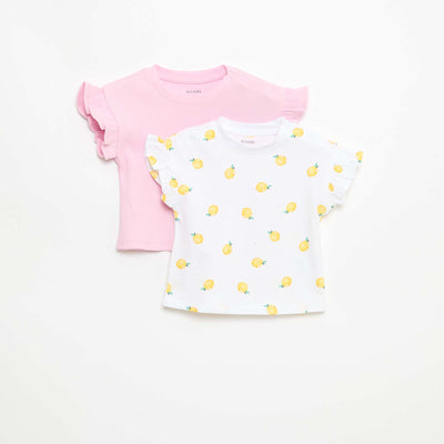 Pack de 2 camisetas de manga corta en punto de algodón BLANCO