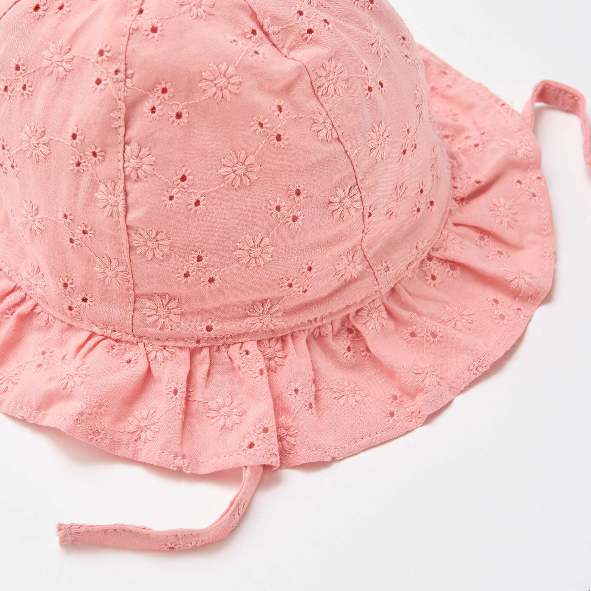Sombrero de bordado inglés con lazos ROSA
