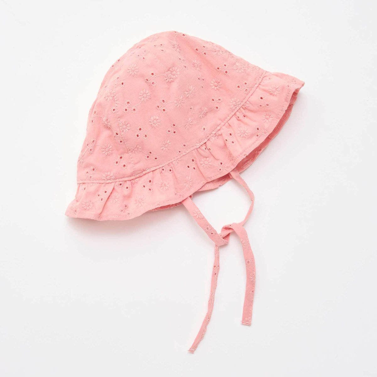 Sombrero de bordado inglés con lazos ROSA