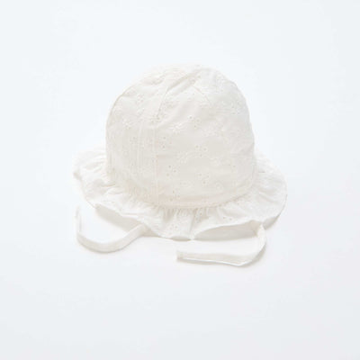 Sombrero de bordado inglés con lazos BLANCO