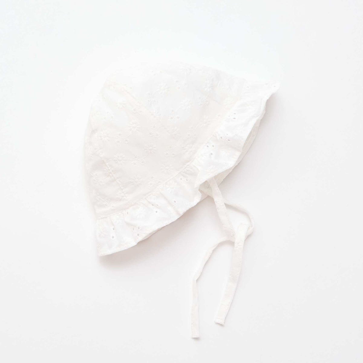 Sombrero de bordado inglés con lazos BLANCO
