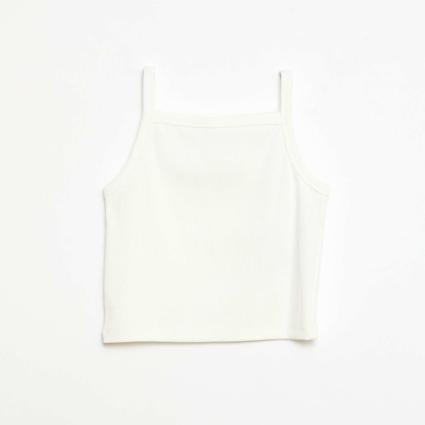 Camiseta de tirantes lisa de canalé con tirantes finos BLANCO