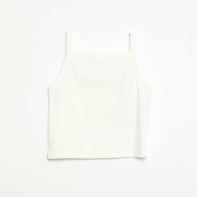 Camiseta de tirantes lisa de canalé con tirantes finos BLANCO