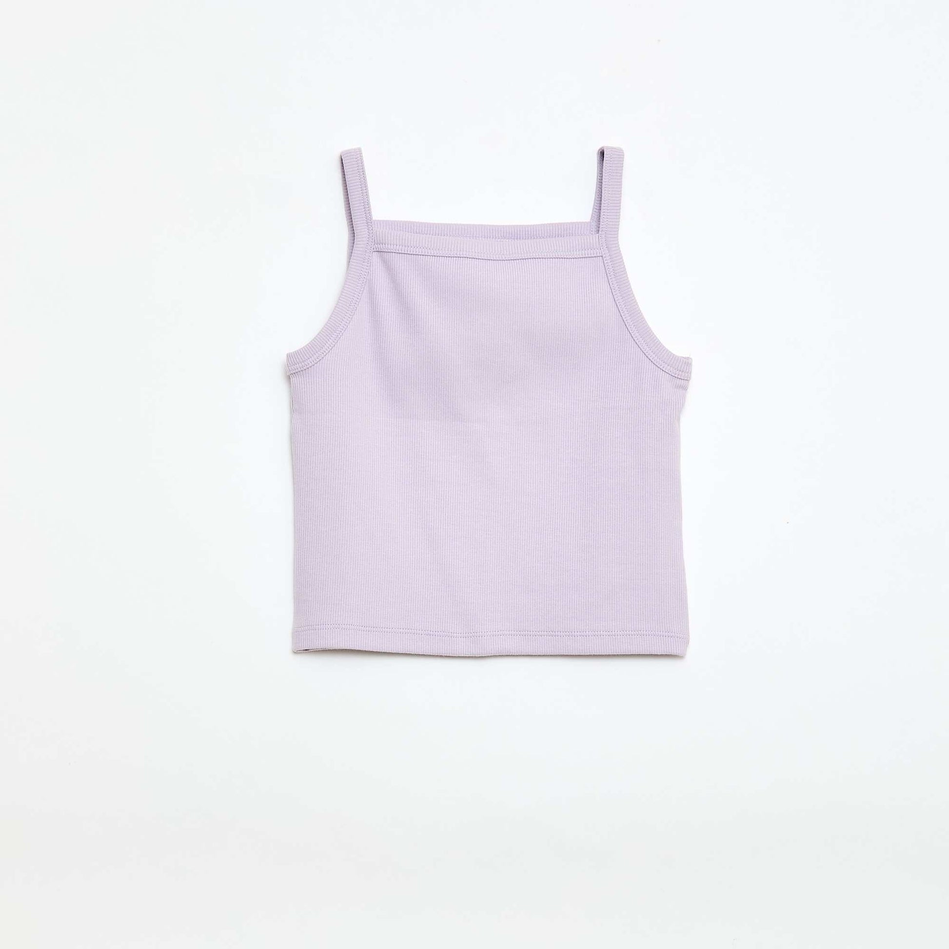Camiseta de tirantes lisa de canalé con tirantes finos ROSA