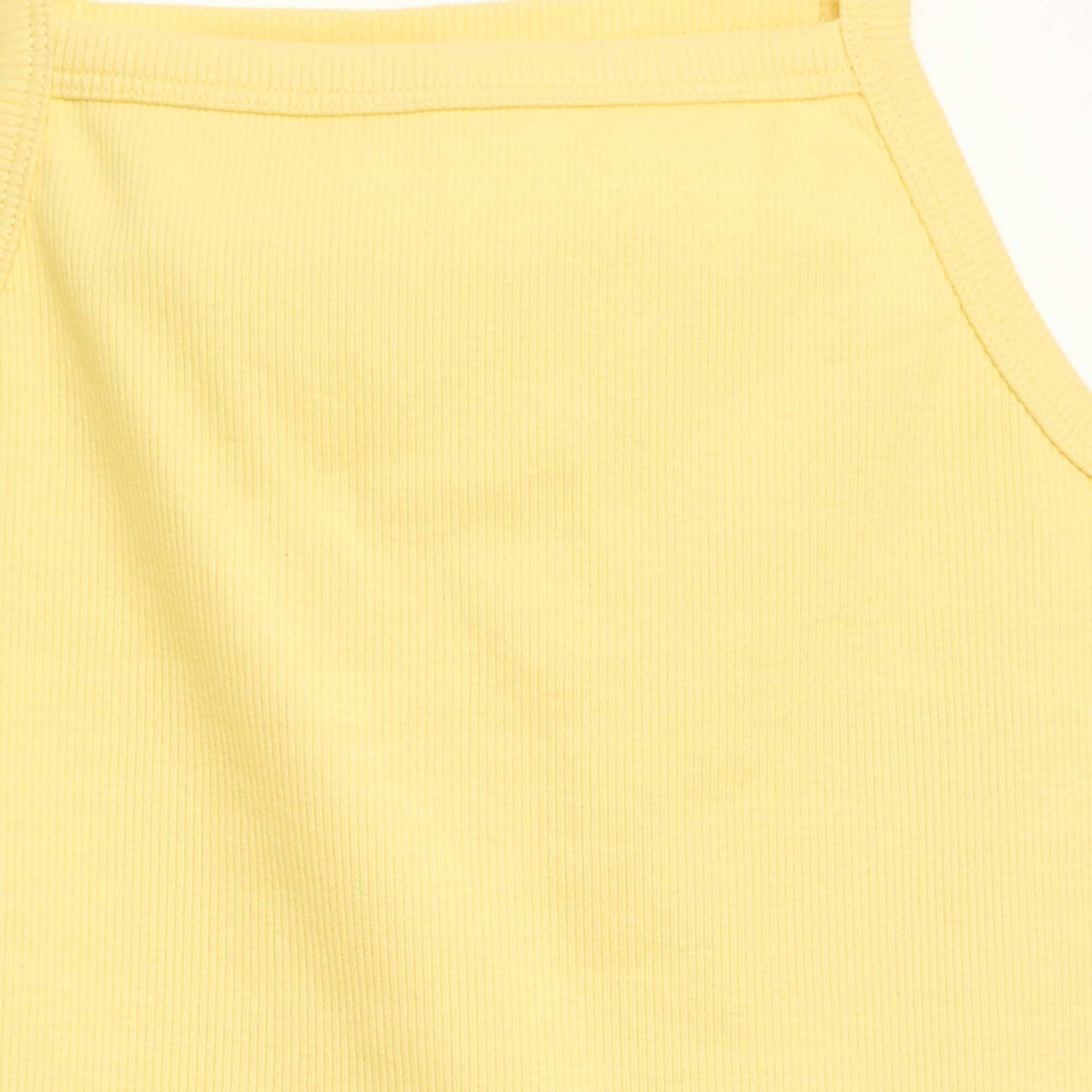Camiseta de tirantes lisa de canalé con tirantes finos AMARILLO