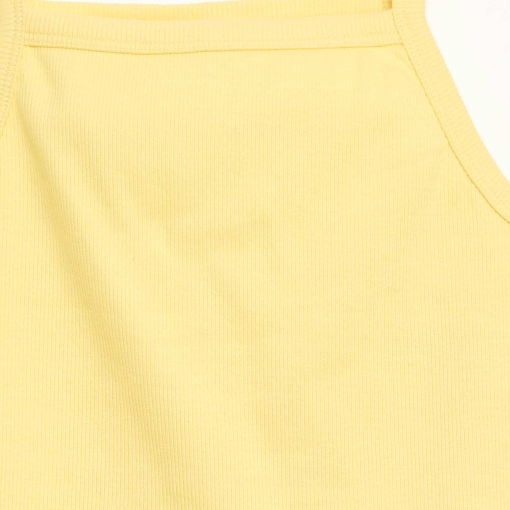 Camiseta de tirantes lisa de canalé con tirantes finos AMARILLO
