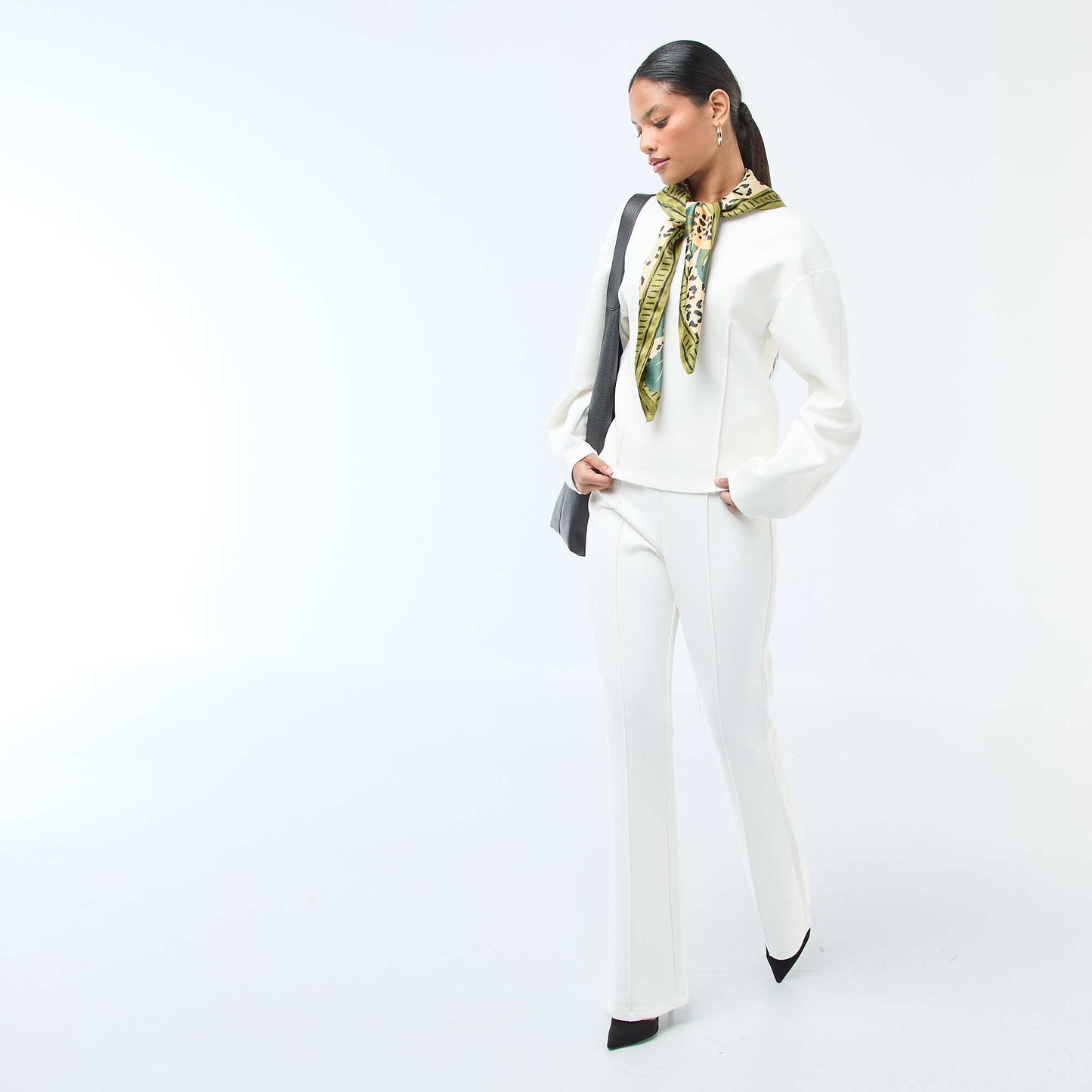 Pantalón ancho de felpa ligera BLANCO
