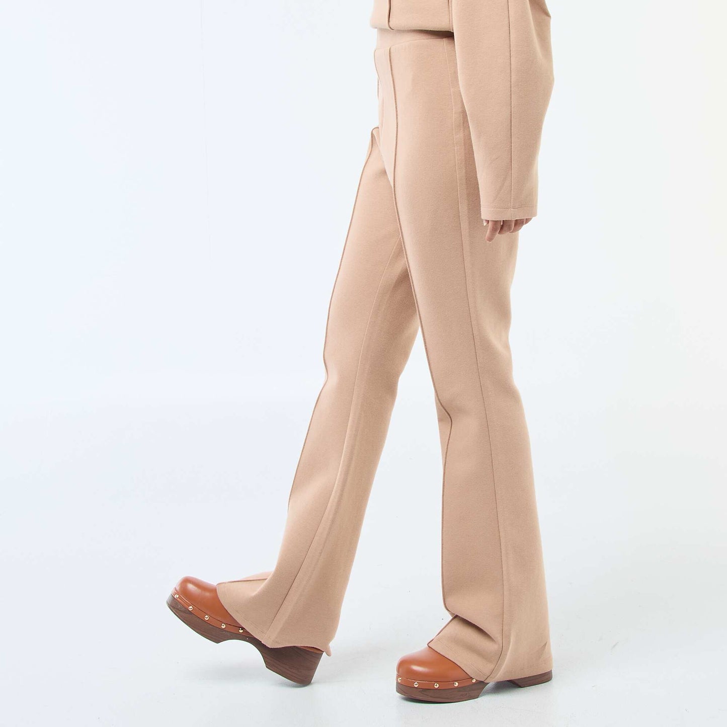 Pantalón ancho de felpa ligera BEIGE