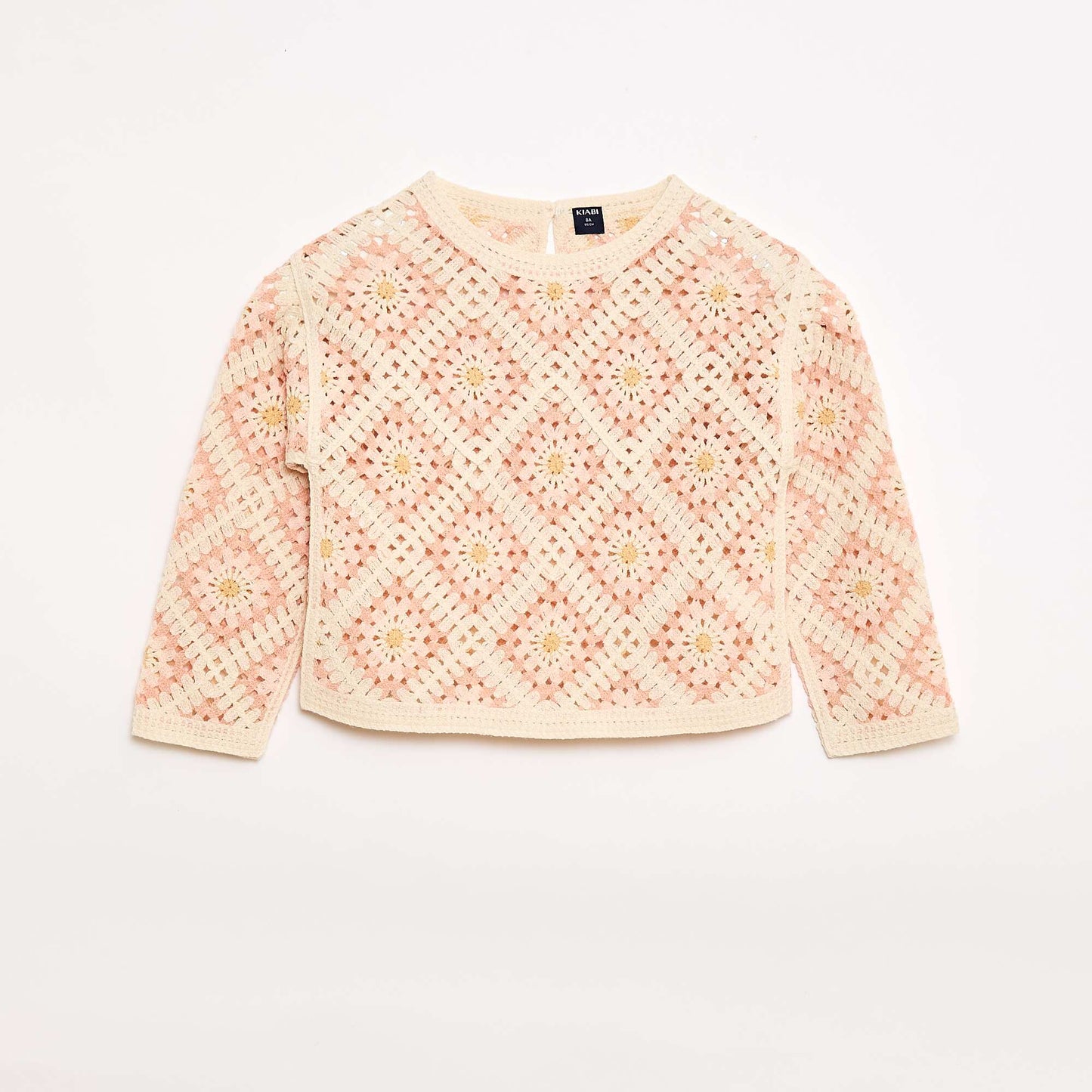 Sweater de punto calado con bordados de flores ROSA