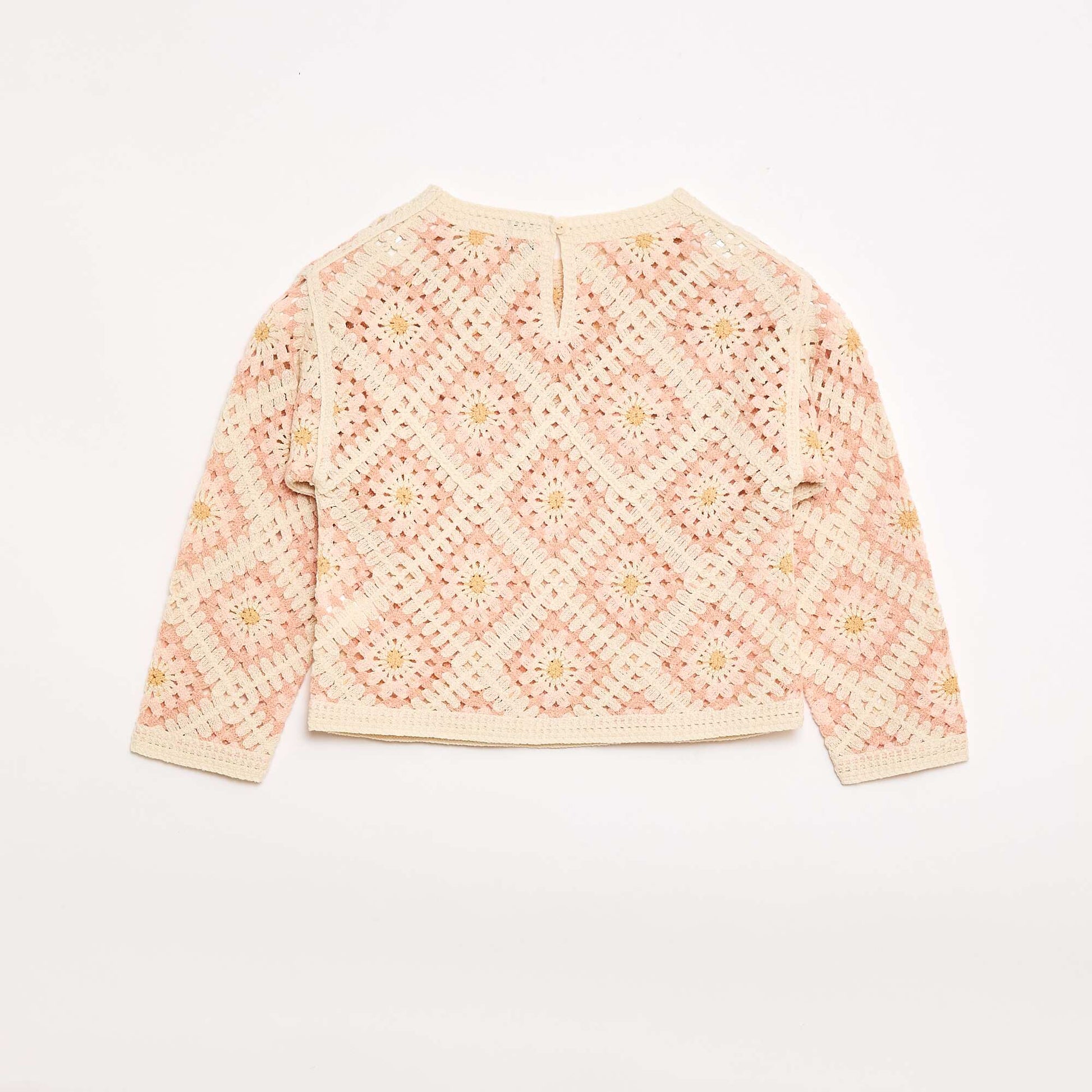 Sweater de punto calado con bordados de flores ROSA