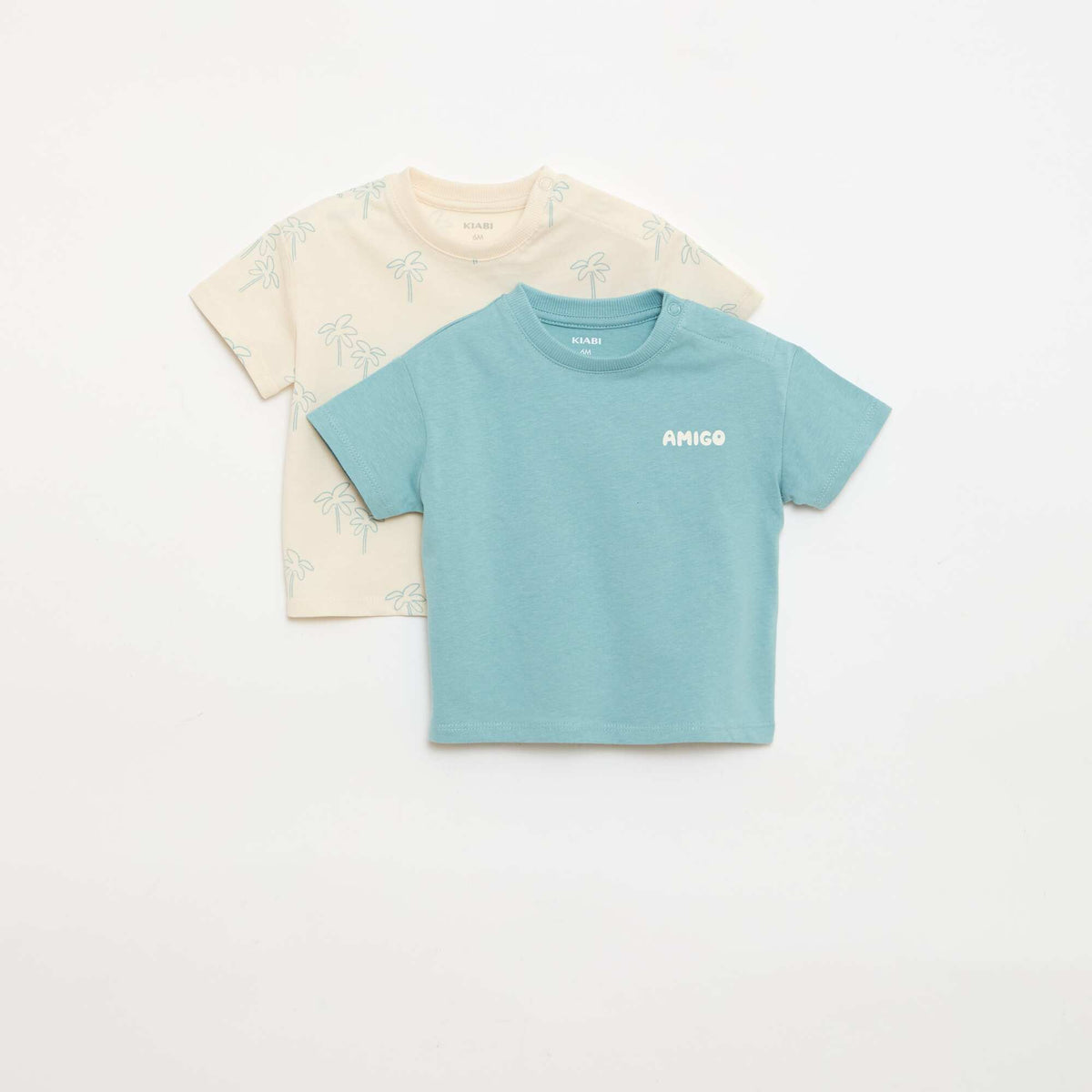 Pack de 2 camisetas de manga corta de punto de algodón BEIGE