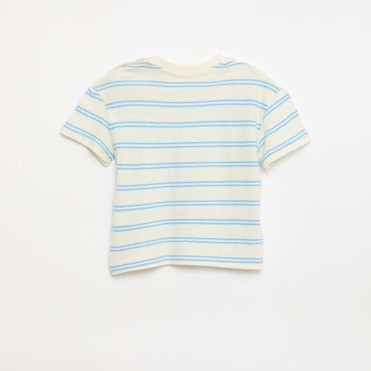 Camiseta rayada de punto de algodón y lino BLANCO