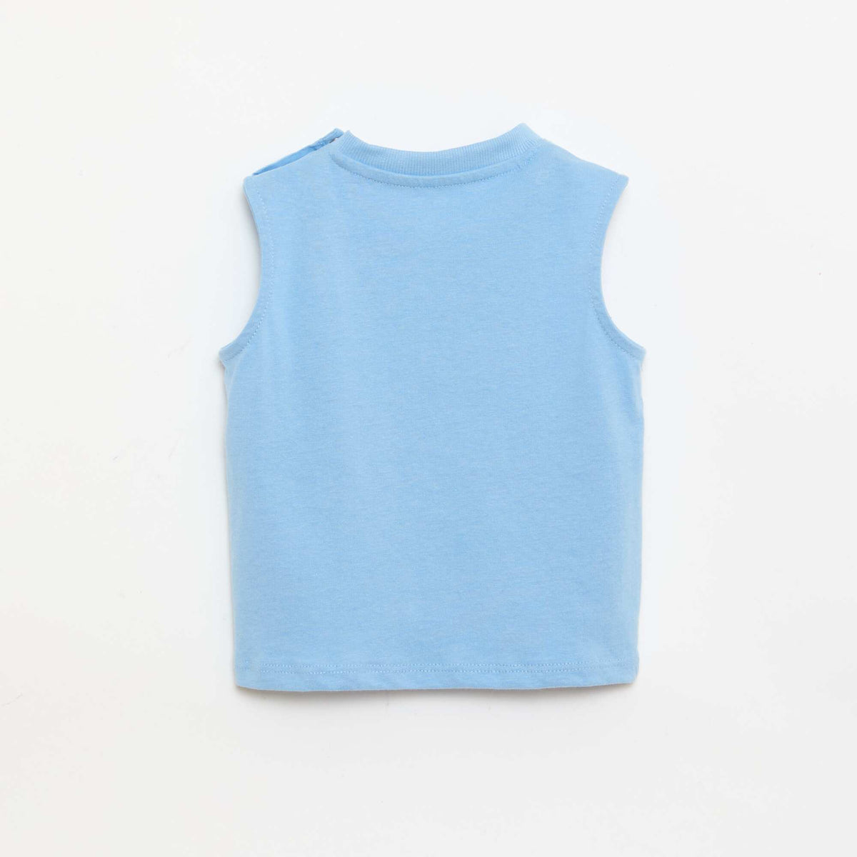 Camiseta sin mangas de punto de algodón con bolsillo en el pecho AZUL