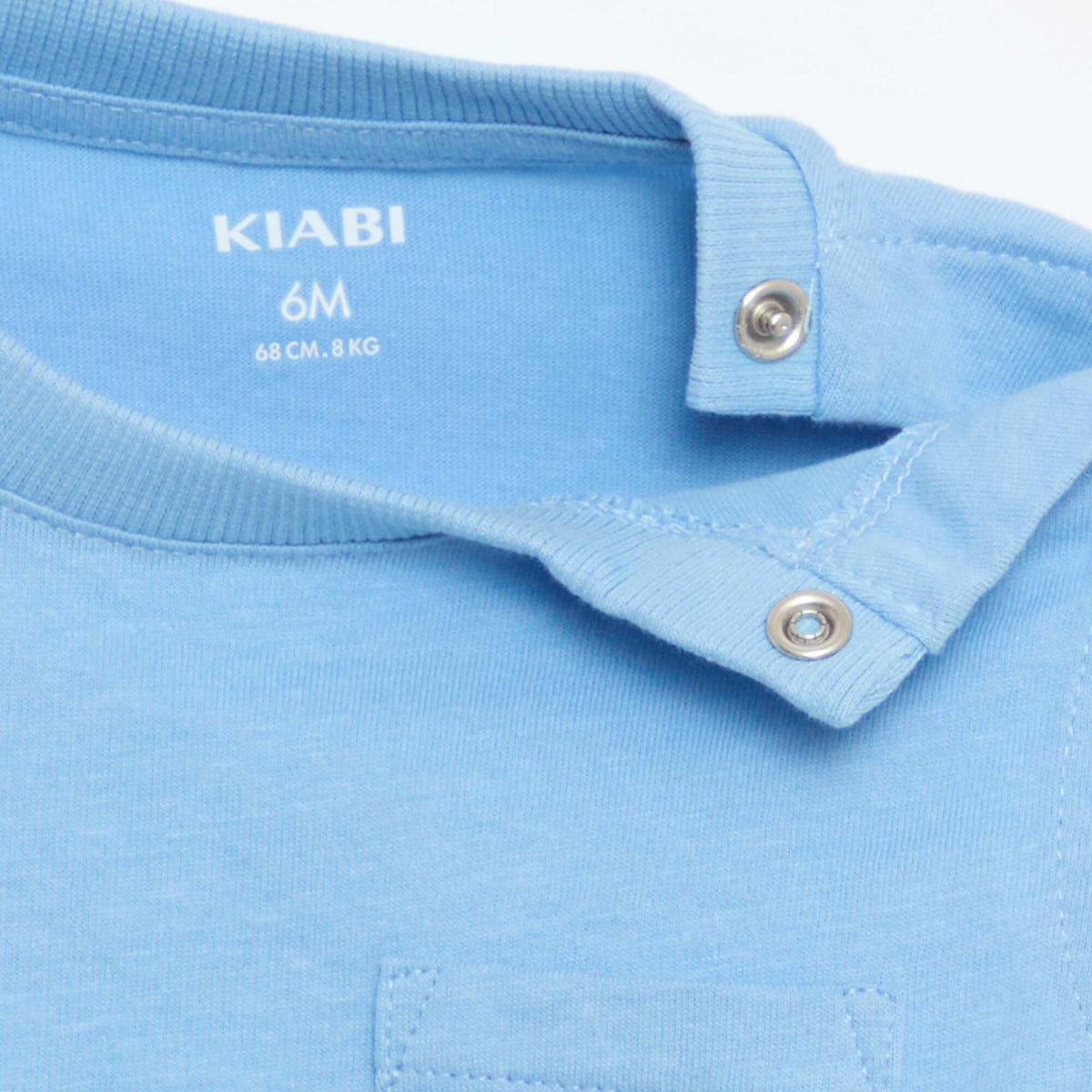 Camiseta sin mangas de punto de algodón con bolsillo en el pecho AZUL