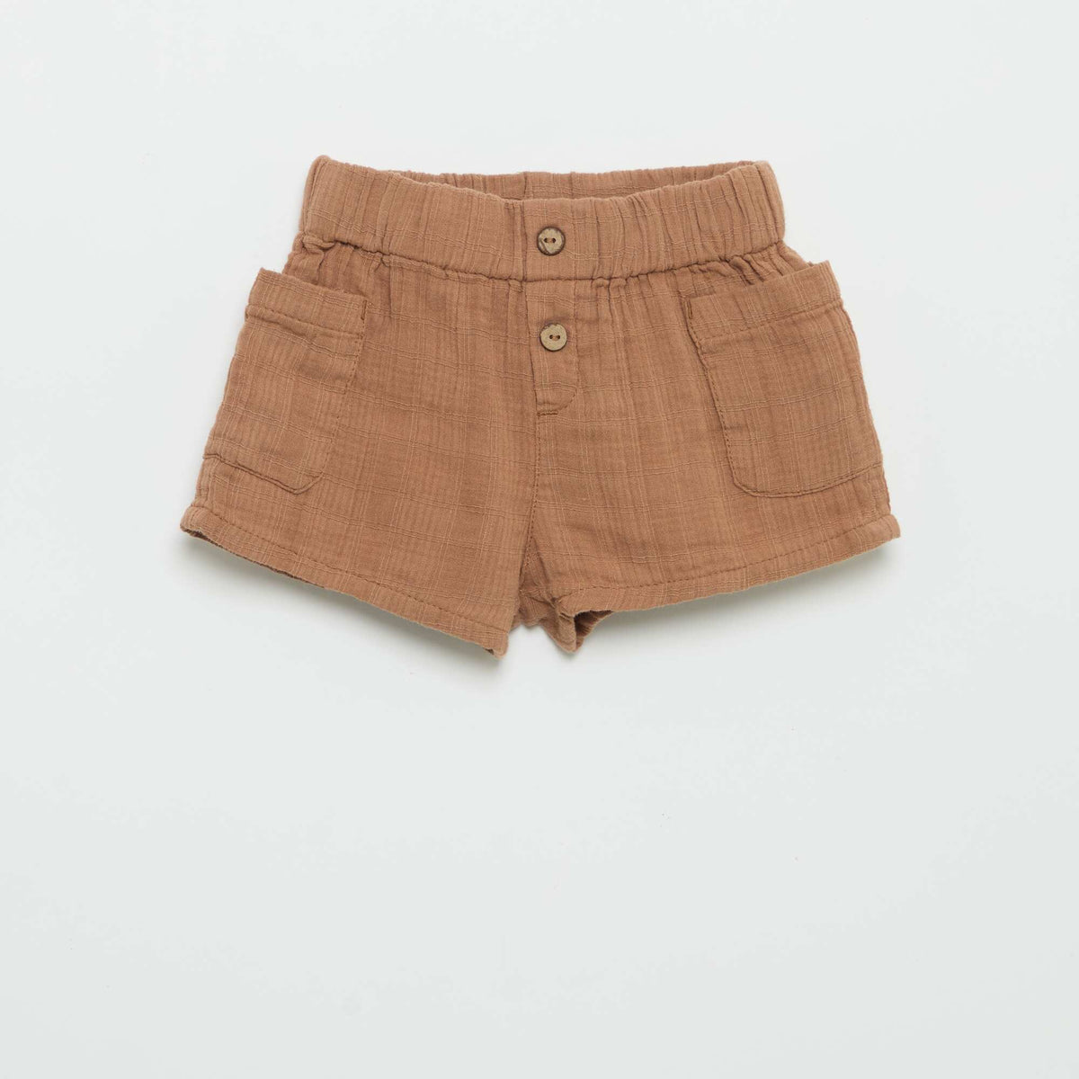 Pantalón corto de algodón con 2 bolsillos de parche MARRON