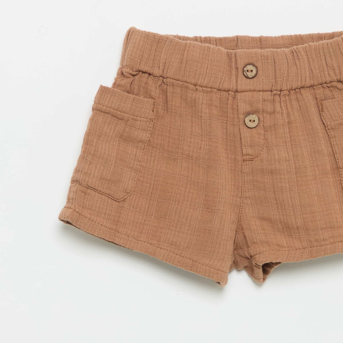 Pantalón corto de algodón con 2 bolsillos de parche MARRON