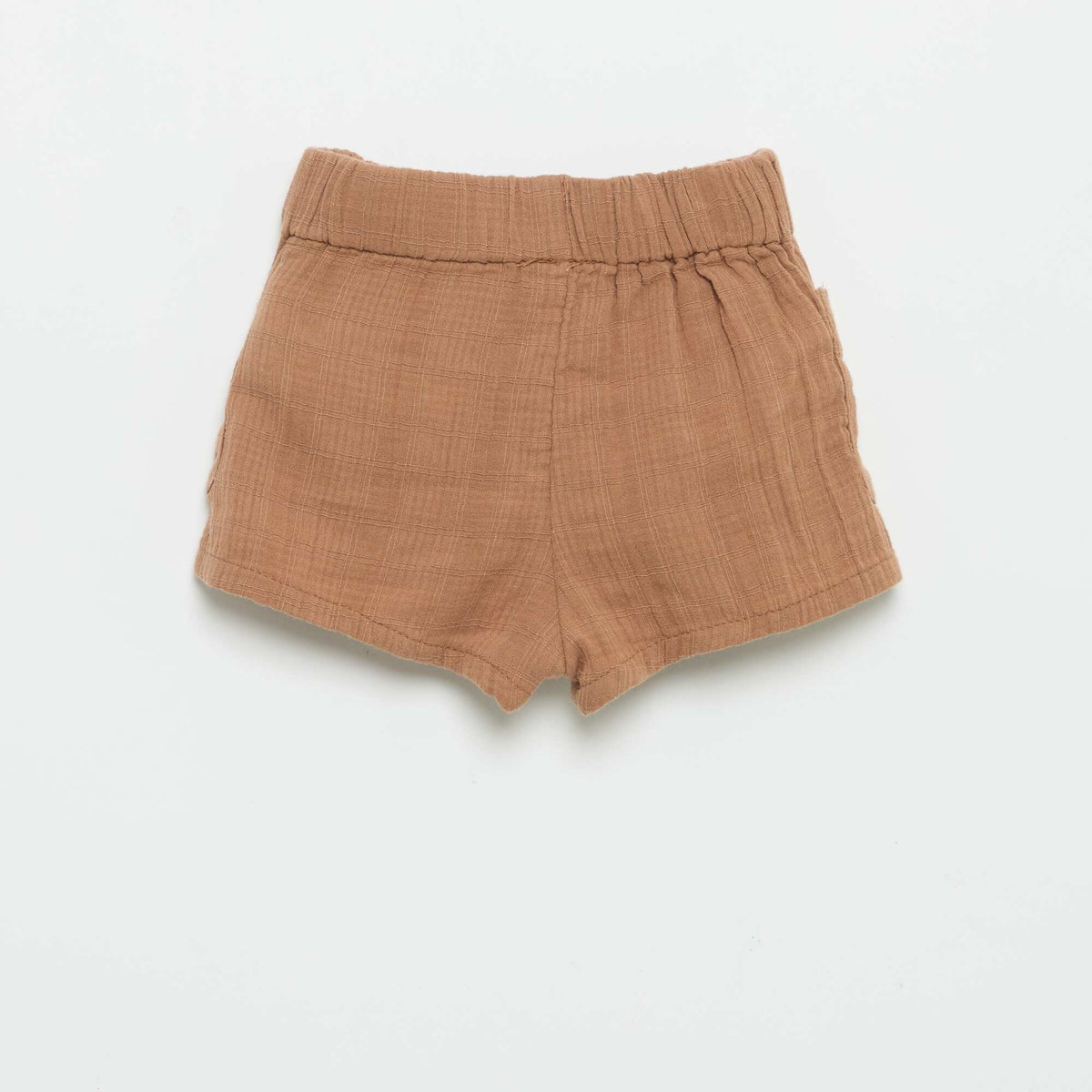 Pantalón corto de algodón con 2 bolsillos de parche MARRON