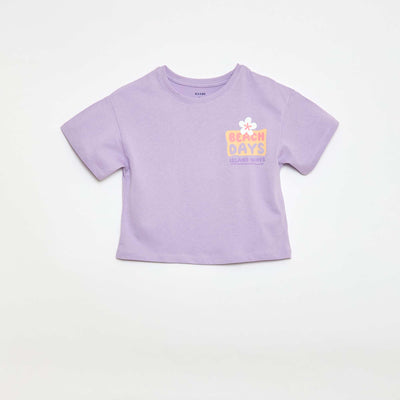 Camiseta corte holgado con estampado en espalda y pecho PURPURA