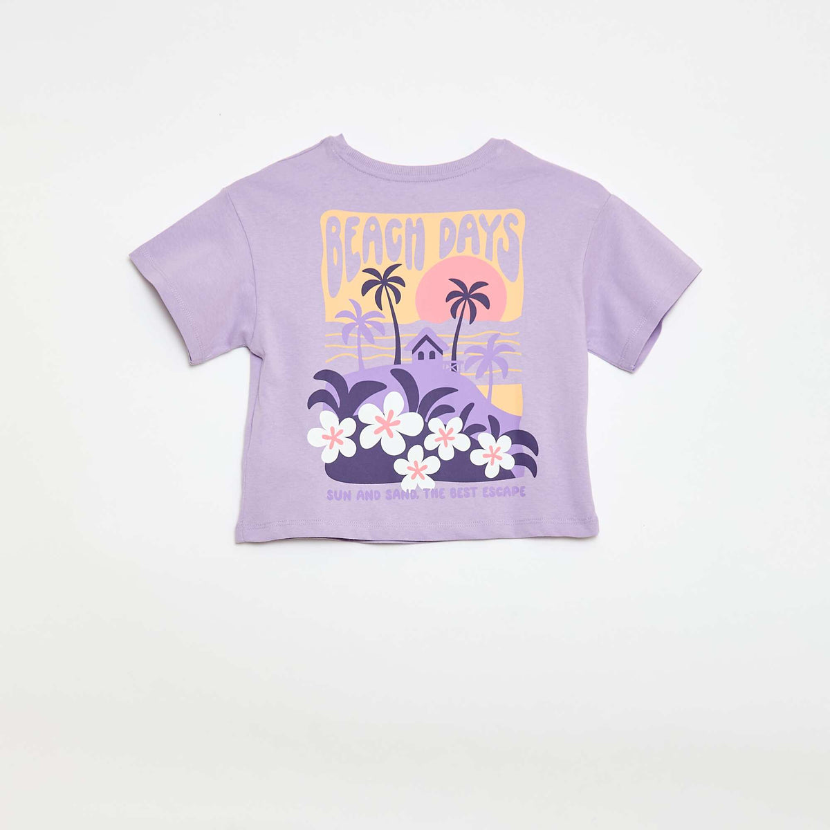 Camiseta corte holgado con estampado en espalda y pecho PURPURA