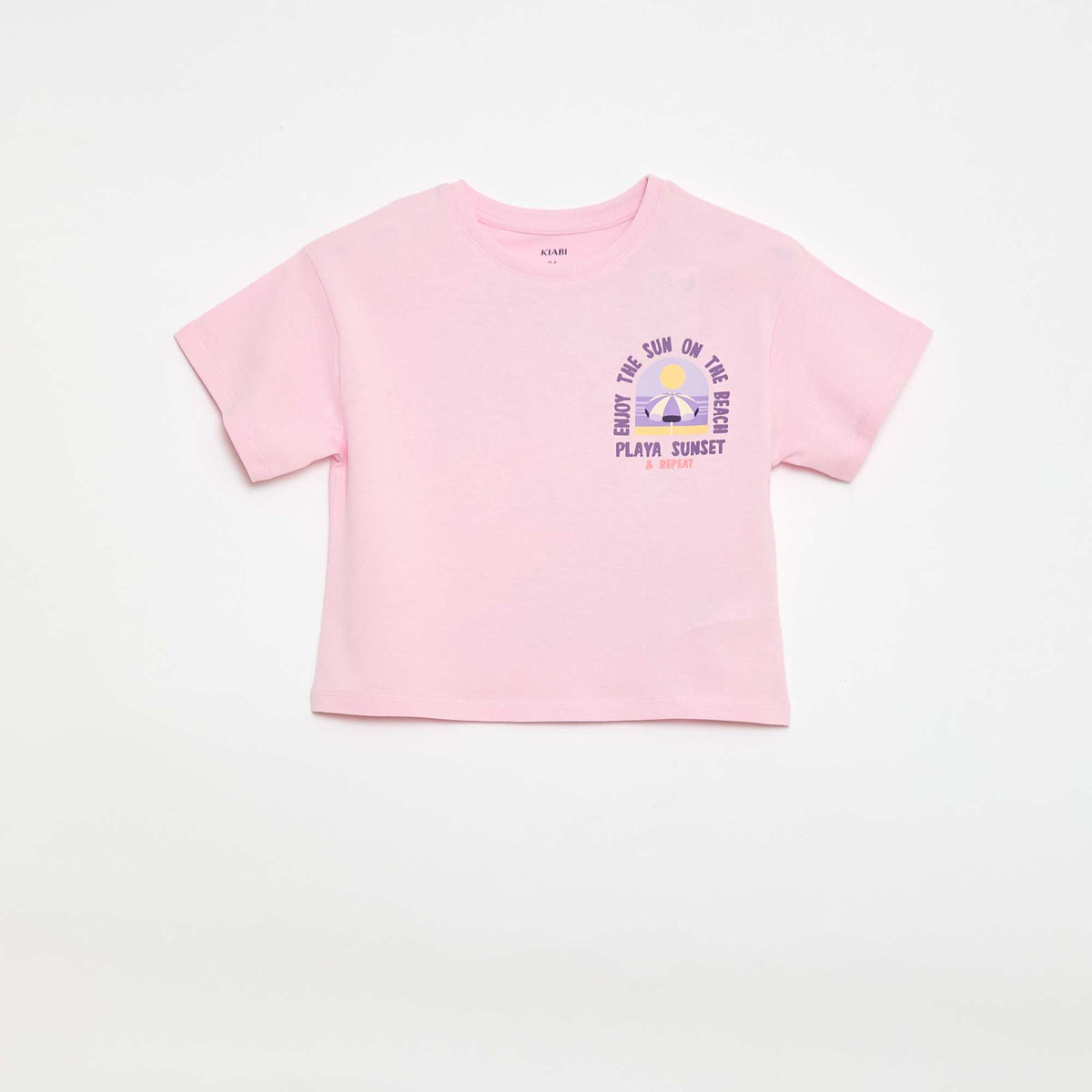 Camiseta corte holgado con estampado en espalda y pecho ROSA