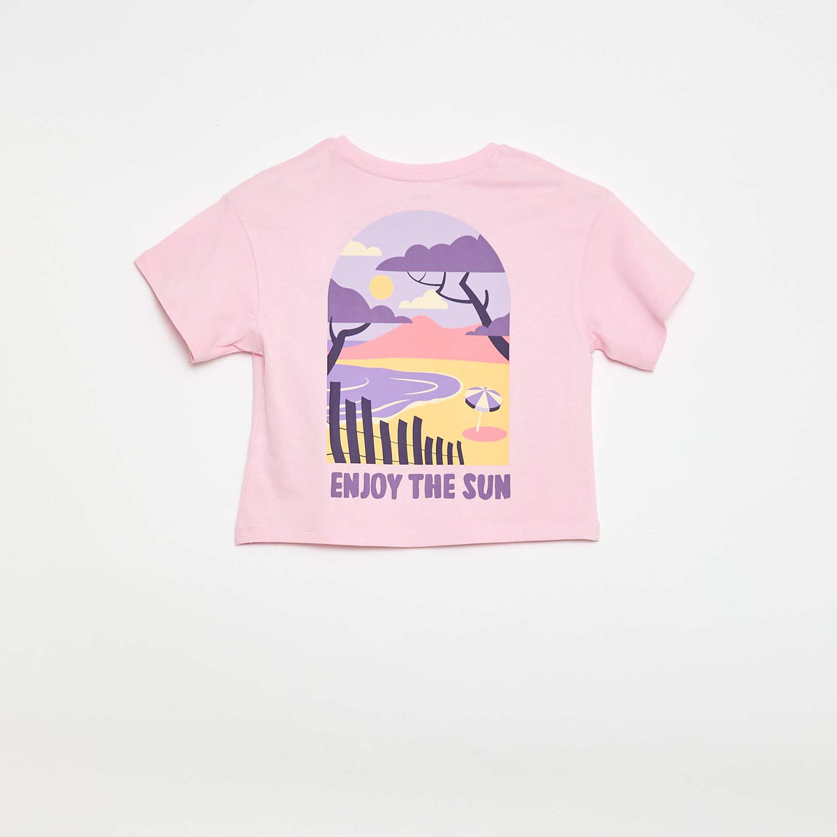Camiseta corte holgado con estampado en espalda y pecho ROSA