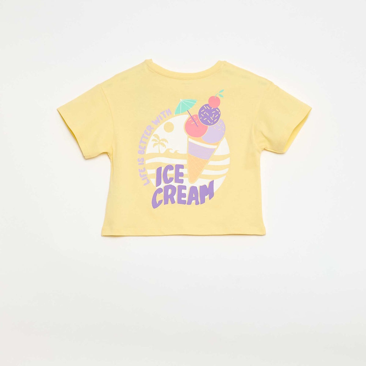 Camiseta corte holgado con estampado en espalda y pecho AMARILLO