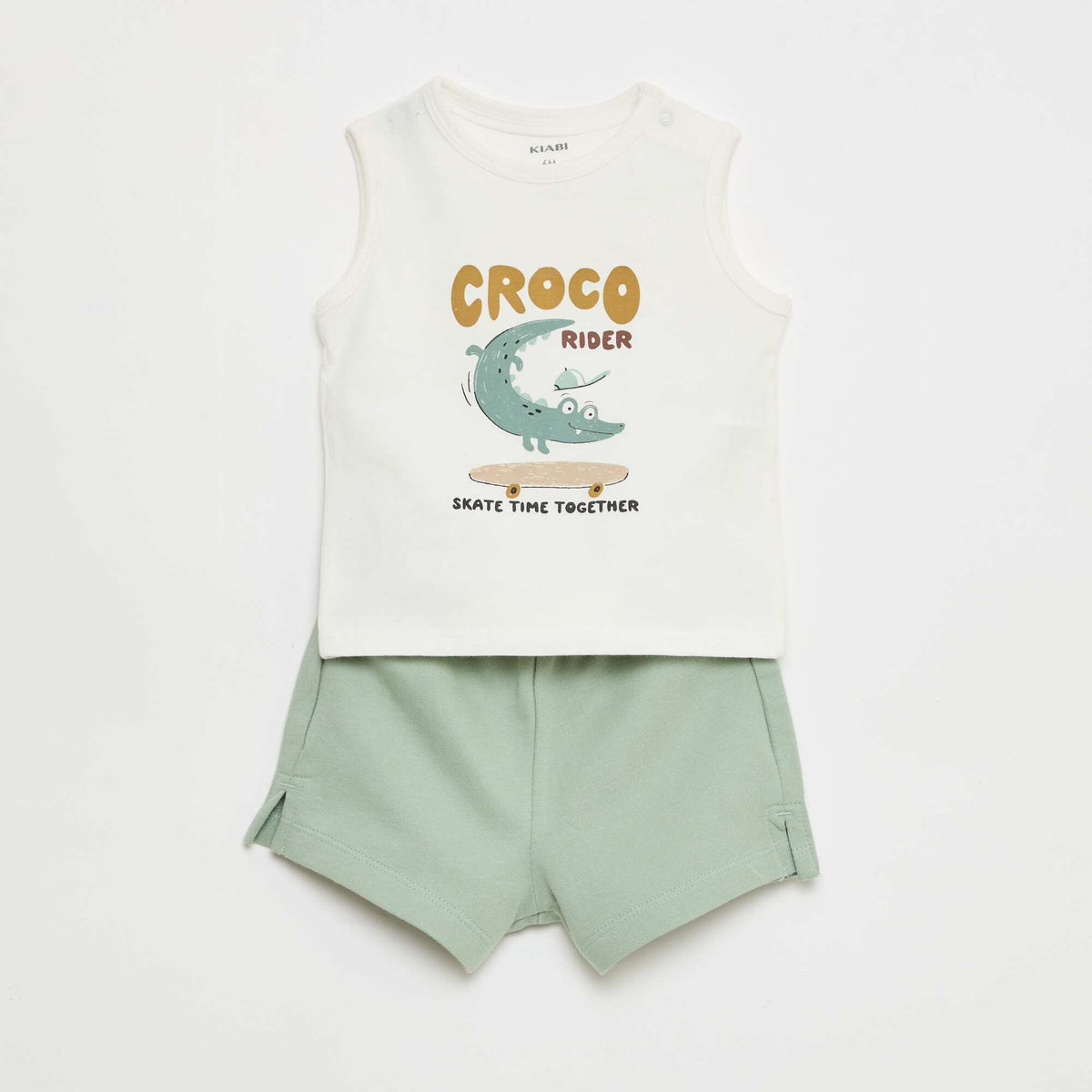 Conjunto de 2 piezas camiseta sin mangas + pantalón corto BLANCO