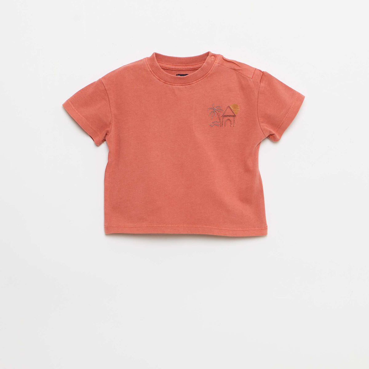 Conjunto de 2 piezas: camiseta bordada + pantalón corto ROJO