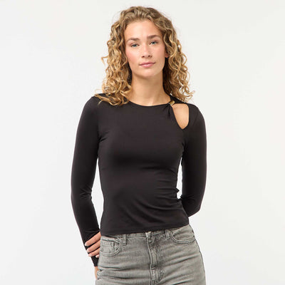 Camiseta entallada con detalle dorado NEGRO
