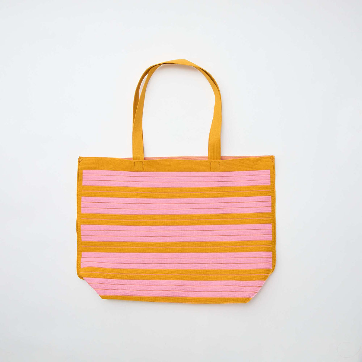 Bolso grande estilo cabás a rayas AMARILLO