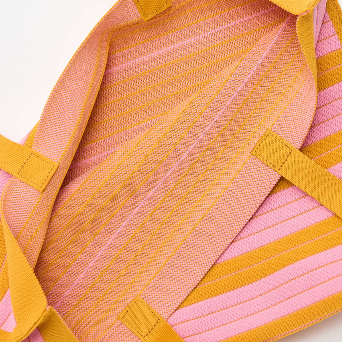 Bolso grande estilo cabás a rayas AMARILLO
