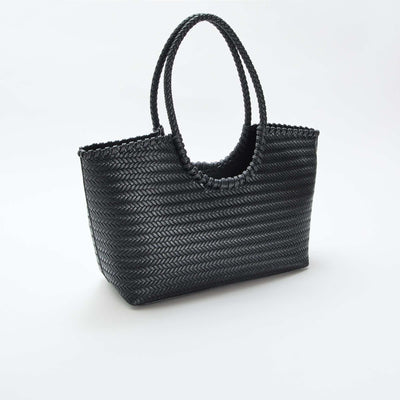 Bolso grande trenzado de forma rectangular NEGRO