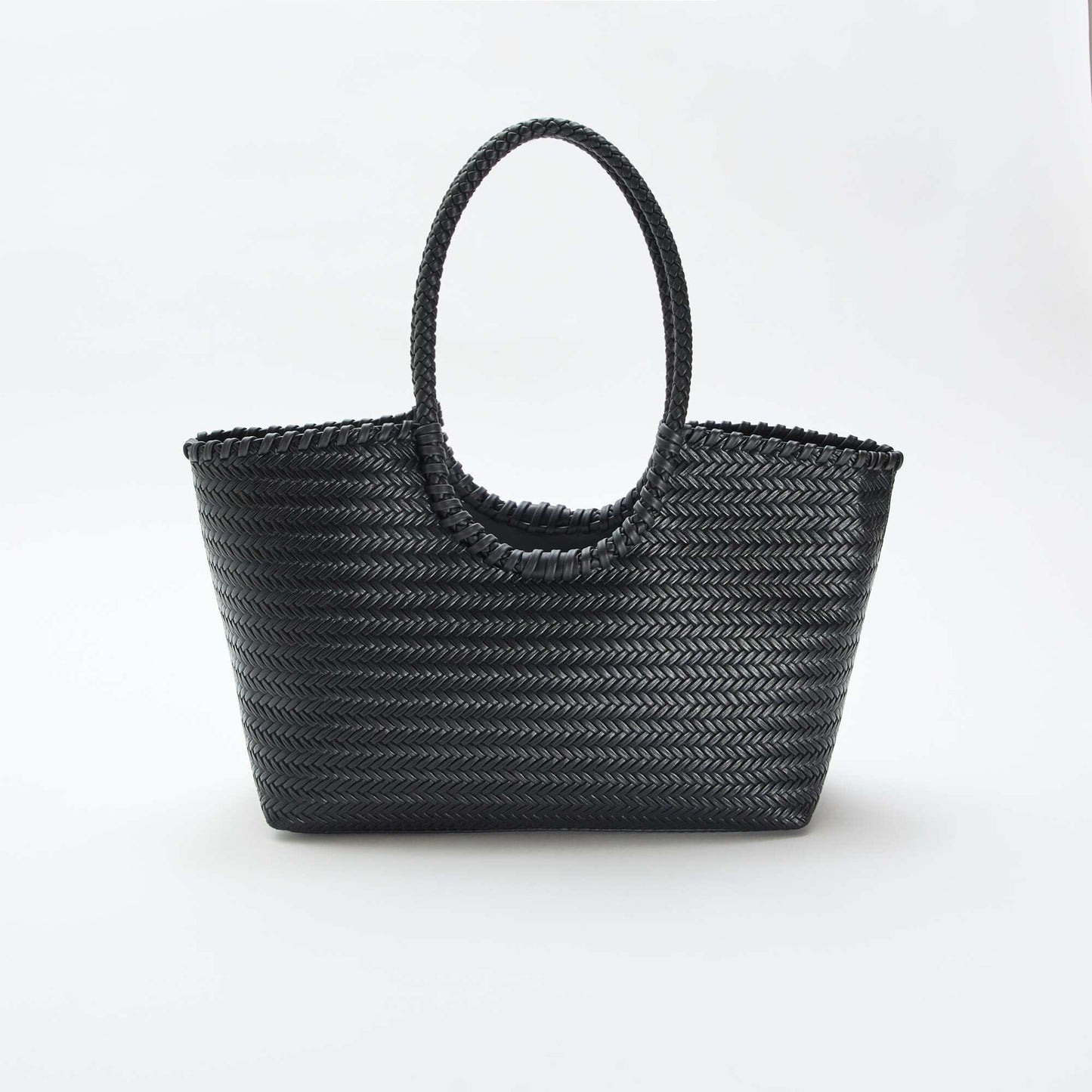 Bolso grande trenzado de forma rectangular NEGRO