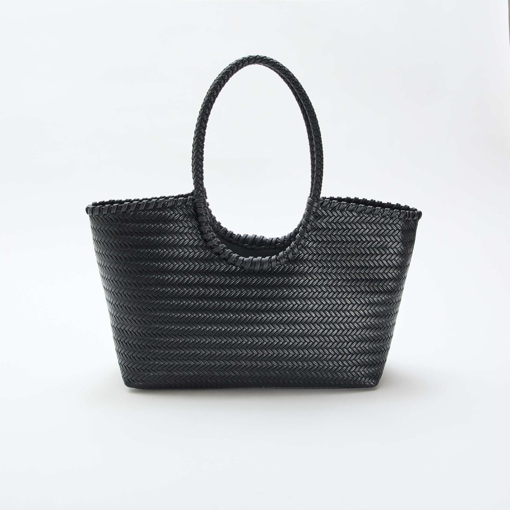 Bolso grande trenzado de forma rectangular NEGRO