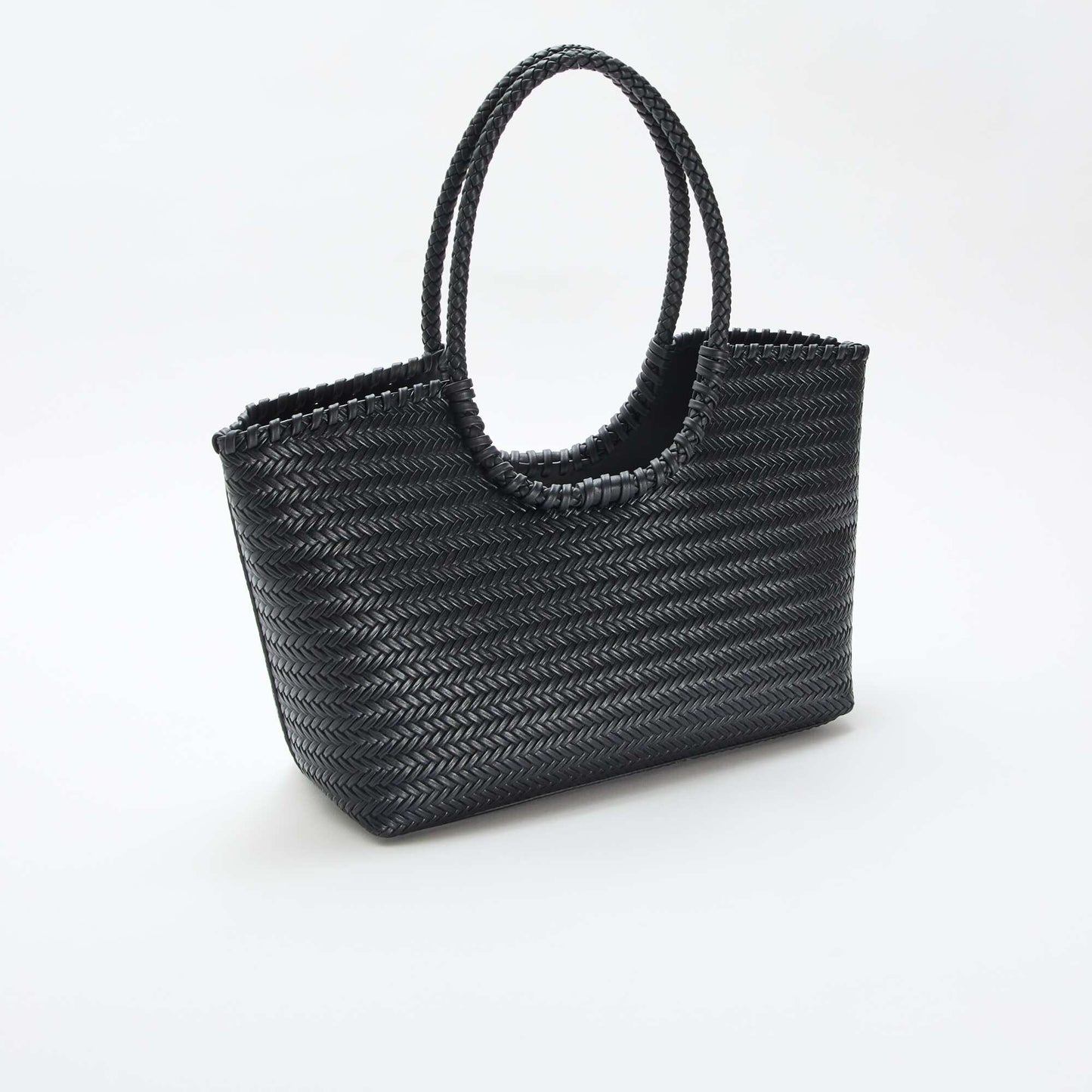 Bolso grande trenzado de forma rectangular NEGRO