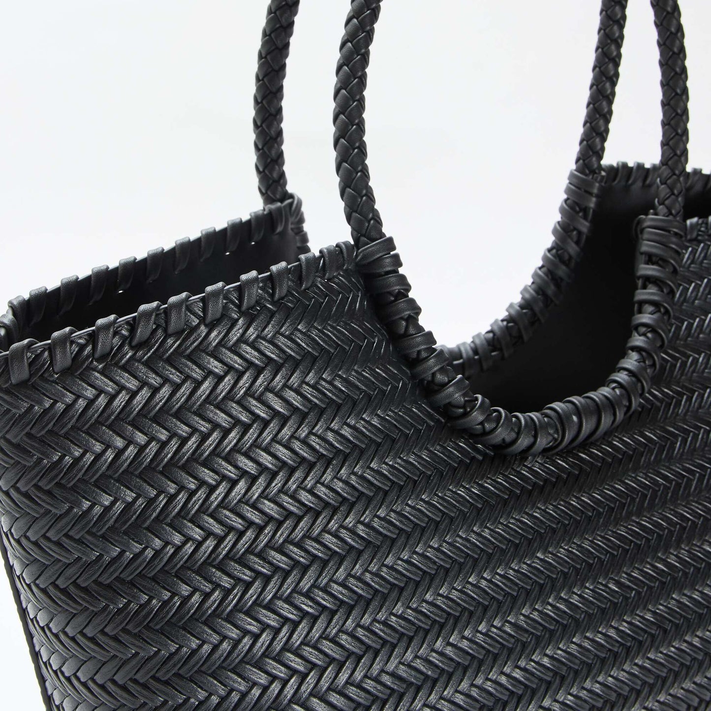 Bolso grande trenzado de forma rectangular NEGRO