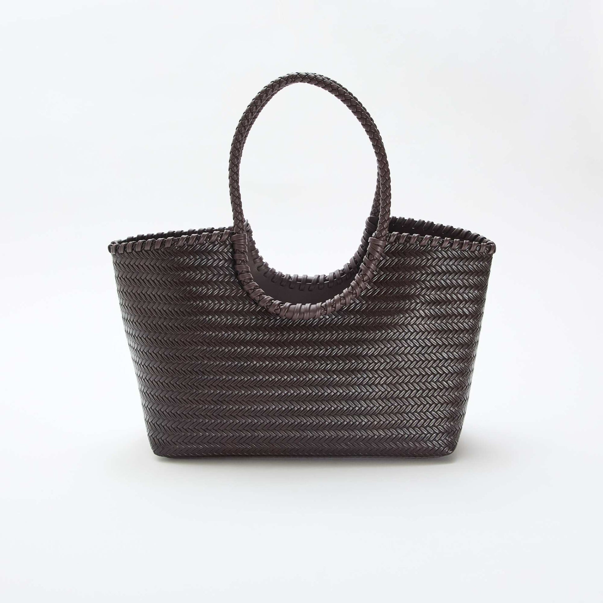 Bolso grande trenzado de forma rectangular MARRON