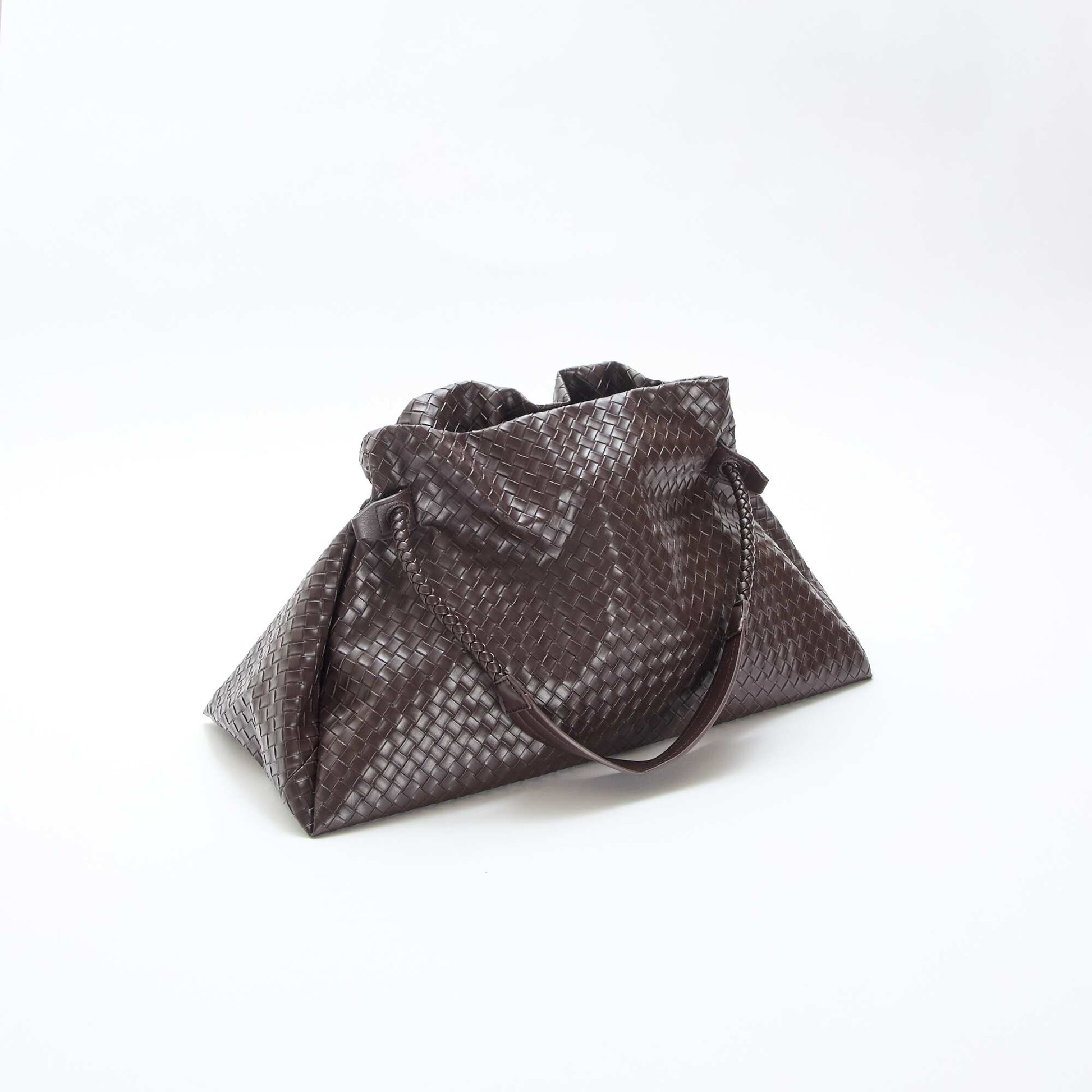 Bolso grande de imitación con efecto trenzado MARRON