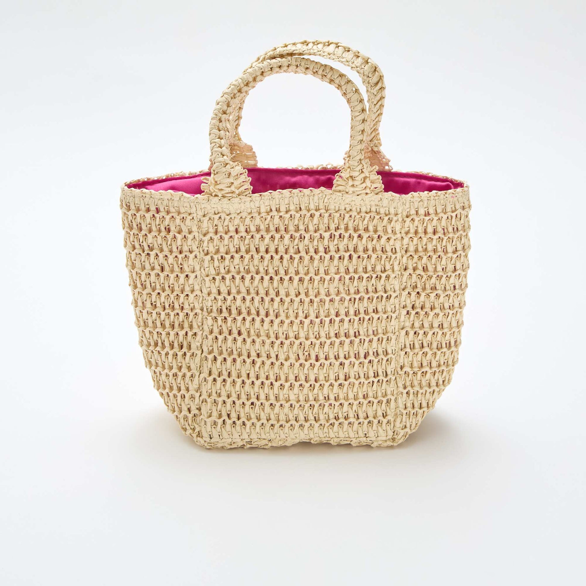 Bolso cesta con parche de flor ROSA