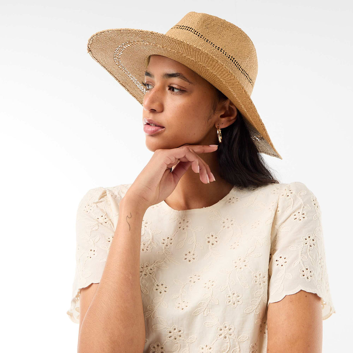 Sombrero de paja estilo Borsalino BEIGE