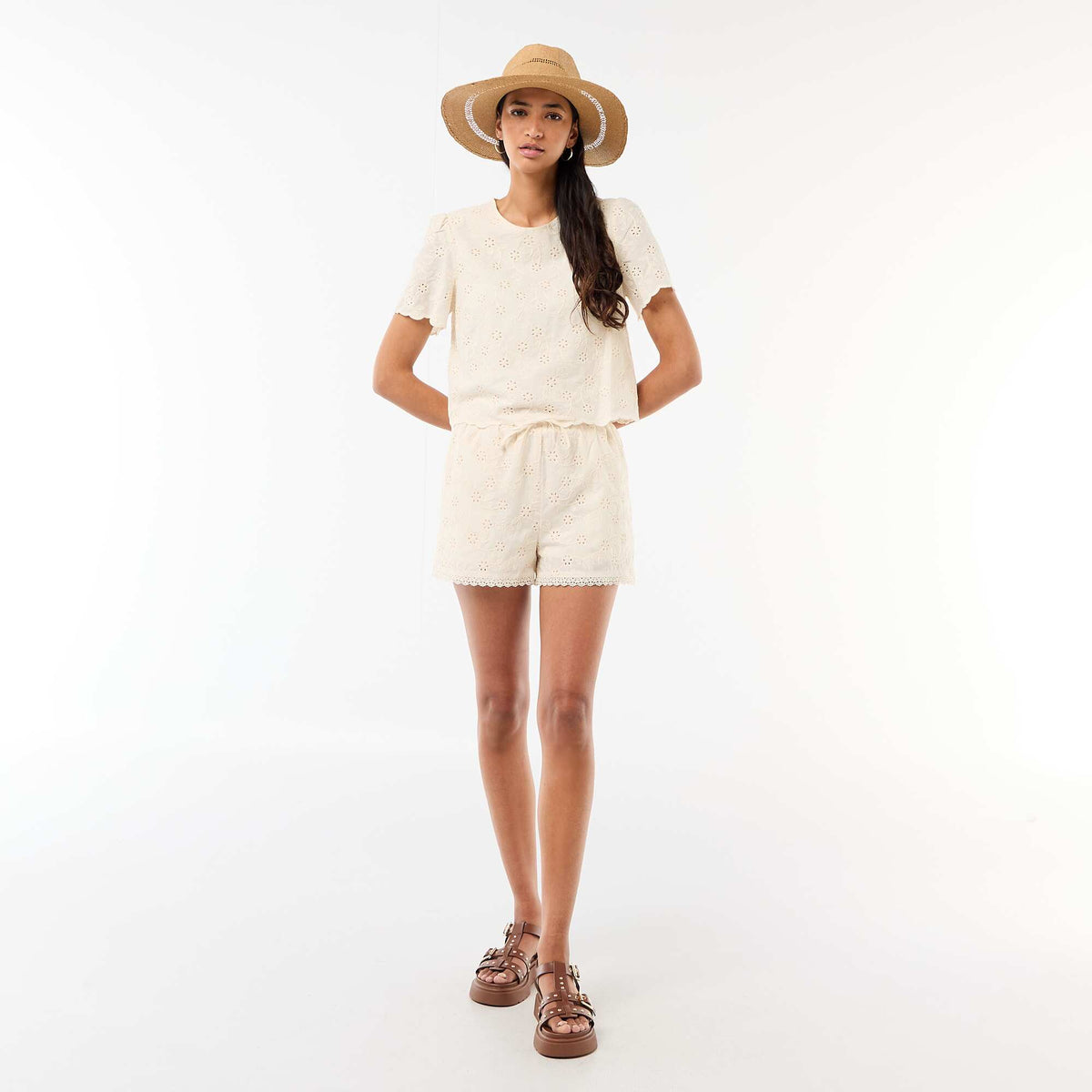 Sombrero de paja estilo Borsalino BEIGE