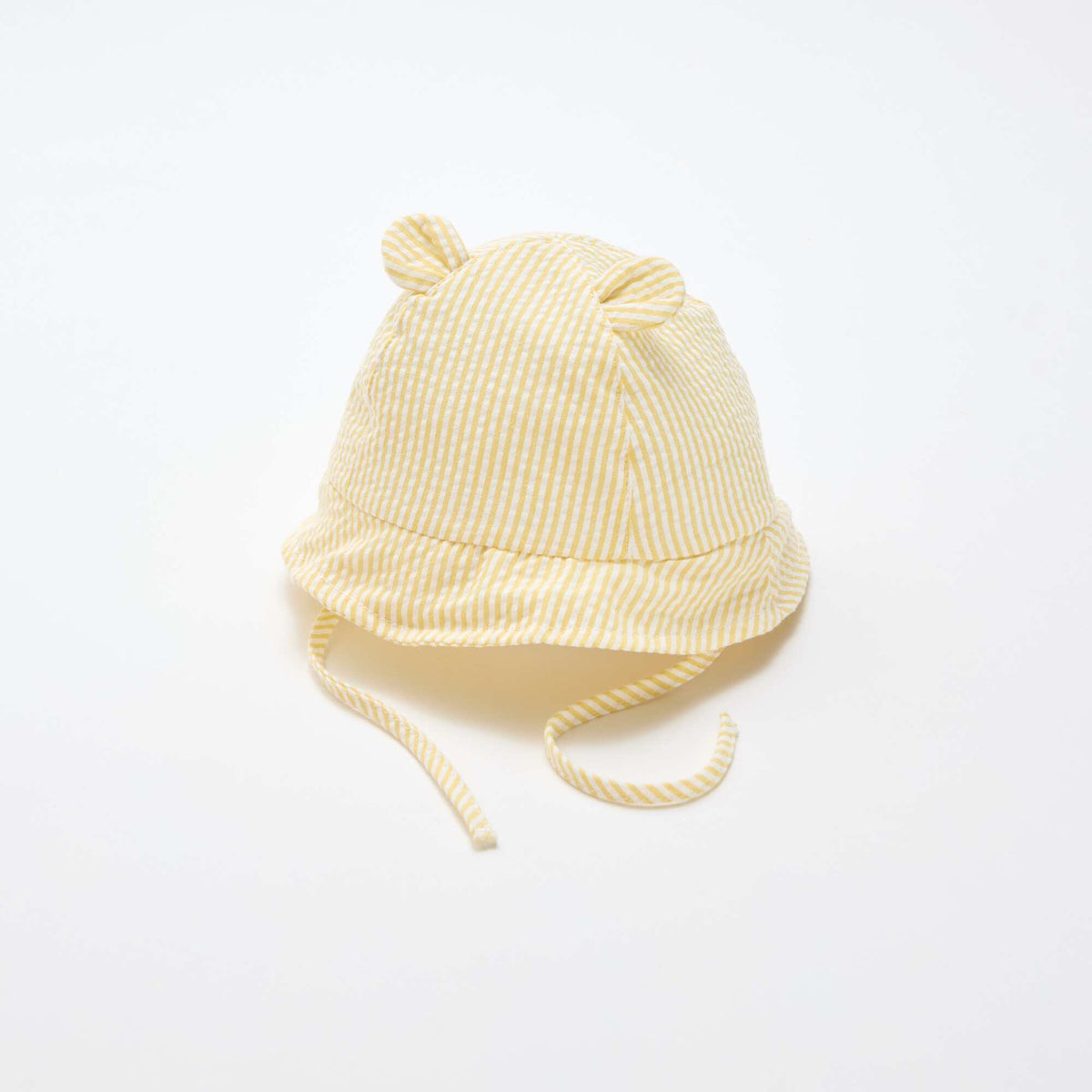 Gorro de pescador a rayas con orejitas AMARILLO