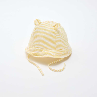 Gorro de pescador a rayas con orejitas AMARILLO