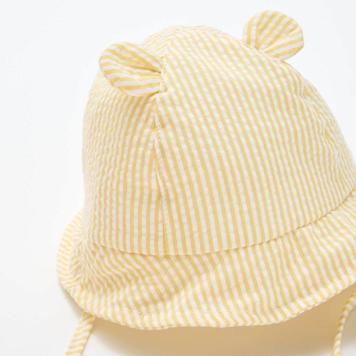 Gorro de pescador a rayas con orejitas AMARILLO