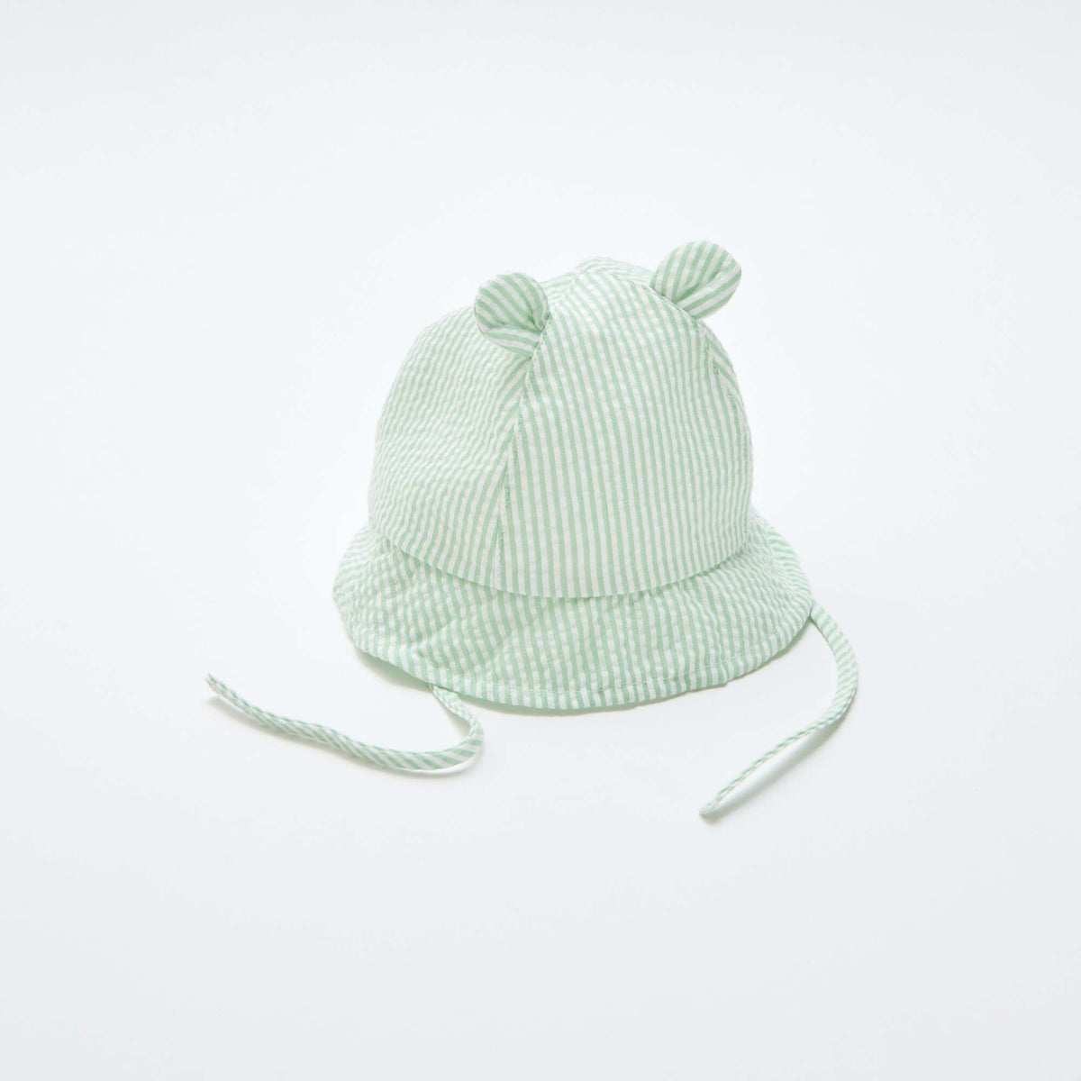 Gorro de pescador a rayas con orejitas VERDE