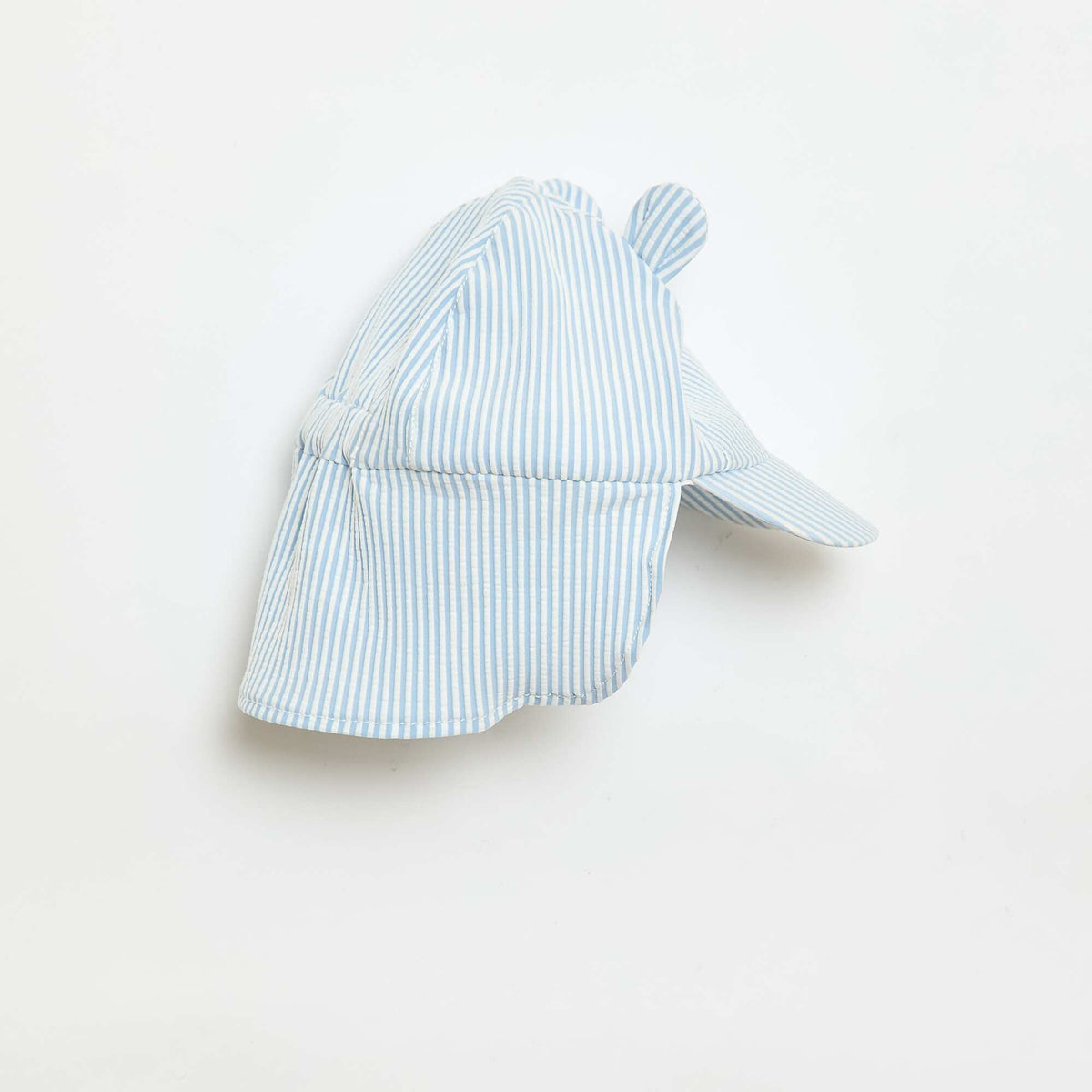 Gorra a rayas con cubrenuca y orejas AZUL